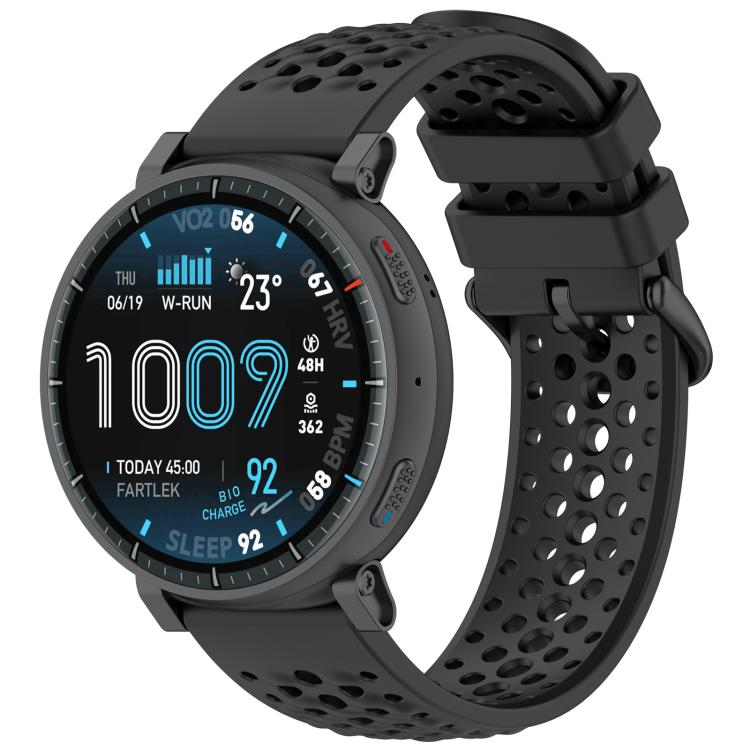 

For Amazfit Active Max xDfind Breathable Perforated Silicone Sport Watch Band(Black)