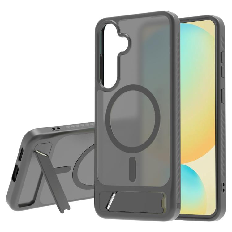For Galaxy S25 FE 5G LeReach Le-Chic Series Integrated Hidden Kickstand Magnetic Phone Case(Gray) — купить у Sunsky-online WW
