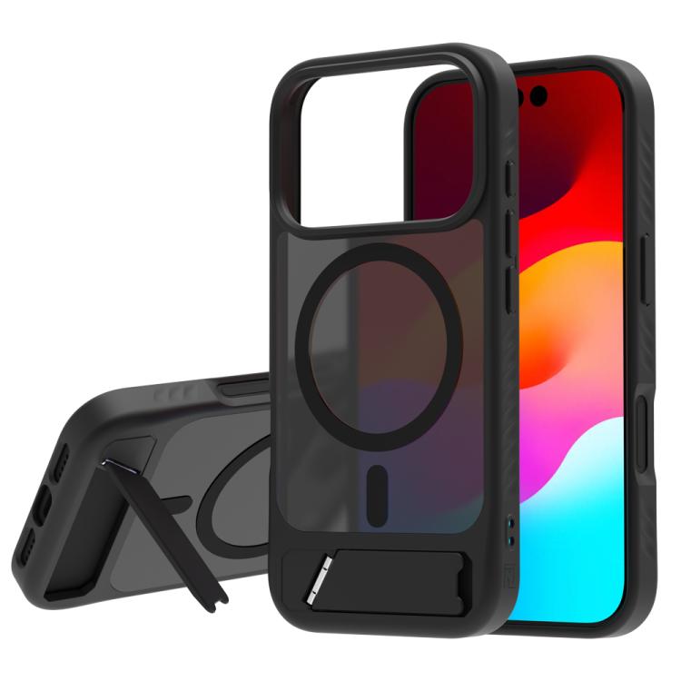 

For iPhone 17 Pro LeReach Le-Chic Series Integrated Hidden Kickstand Magnetic Phone Case(Black)