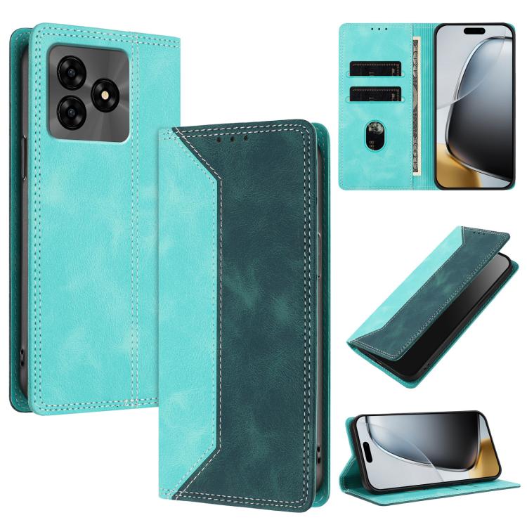 

For Umidigi G5 Skin Feel Two-tone RFID Blocking Vegan Leather Phone Case(Dark Green)