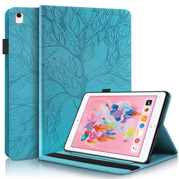 

Life Tree Series Horizontal Flip Leather Case with Holder & Card Slots & Pen Slot & Sleep / Wake-up Function For iPad 9.7 (2018) / (2017)(Lake Blue)