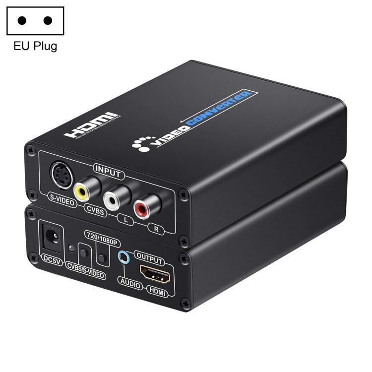 NK-H28 AV, S-VIDEO to HDMI, 3.5mm Audio Jack 1080P HD Video Converter(EU Plug)