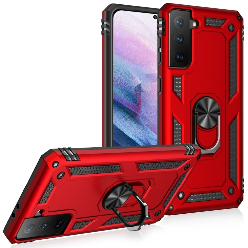 

For Samsung Galaxy S21+ 5G Shockproof TPU + PC Protective Case with 360 Degree Rotating Holder(Red)