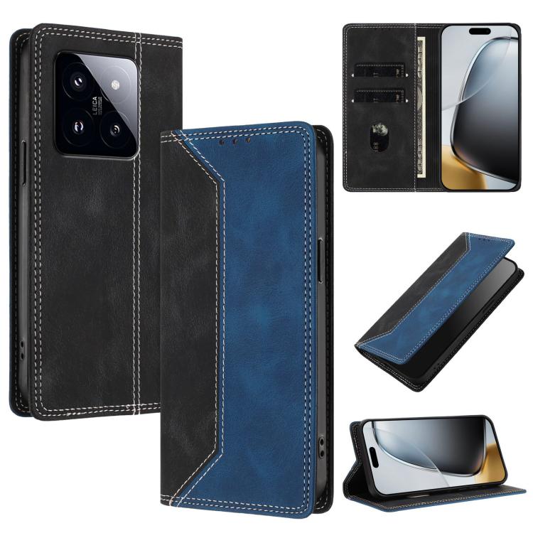 

For Xiaomi 14 Pro Skin Feel Two-tone RFID Blocking Vegan Leather Phone Case(Blue)
