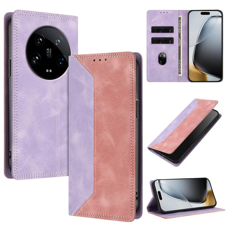

For Xiaomi 14 Ultra Skin Feel Two-tone RFID Blocking Vegan Leather Phone Case(Pink)