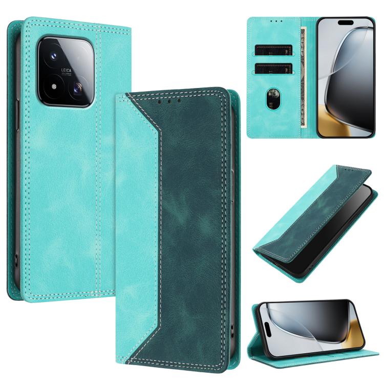 

For Xiaomi 17 Max Skin Feel Two-tone RFID Blocking Vegan Leather Phone Case(Dark Green)