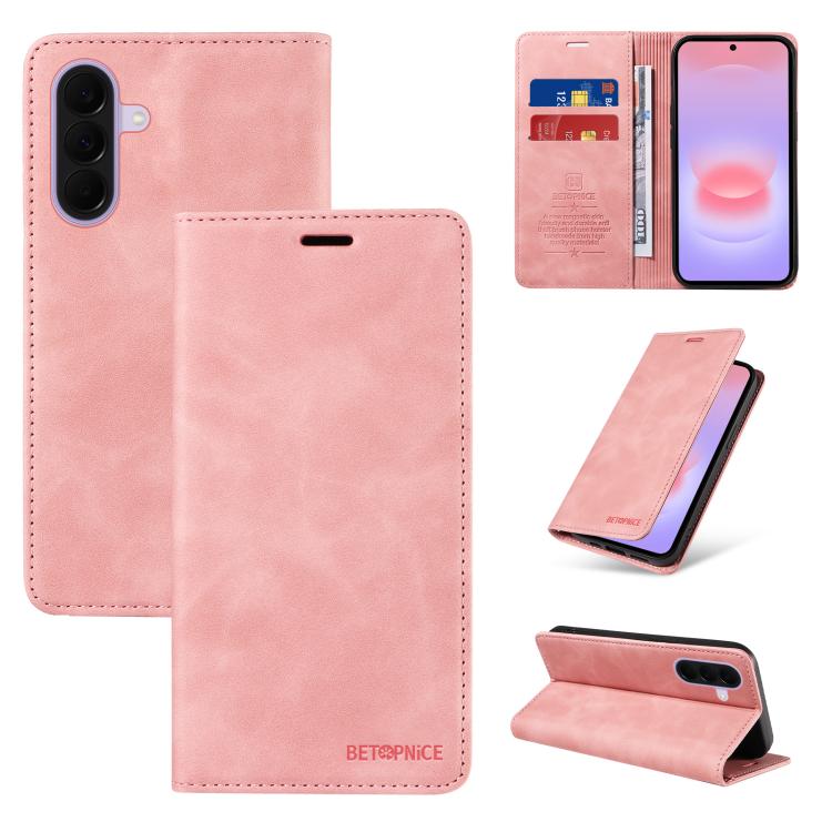 

For Galaxy A27 5G BETOPNICE Suction RFID Anti-theft Leather Phone Case(Pink)