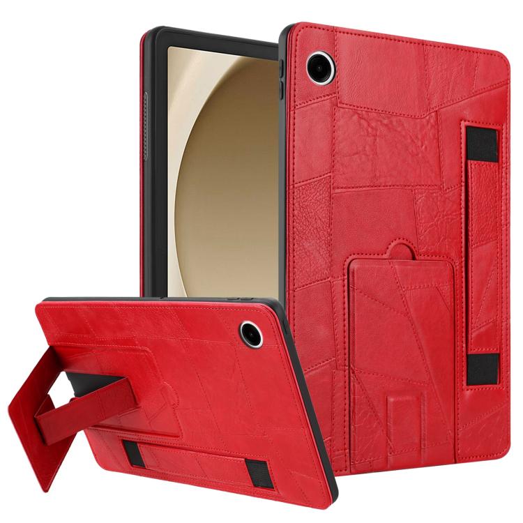 

For Galaxy Tab A11+ / A9+ Wristband Retro Vegan Leather Back Tablet Case with Holder(Red)