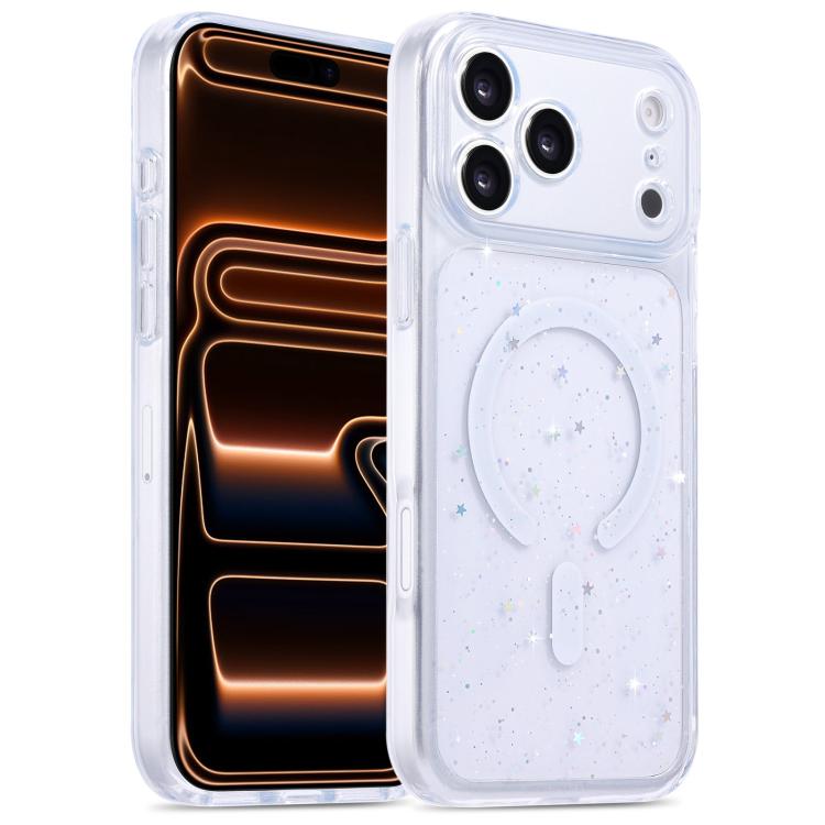 For iPhone 17 Pro Max Precise Hole Shockproof Gradient Epoxy Magnetic Phone Case(White)