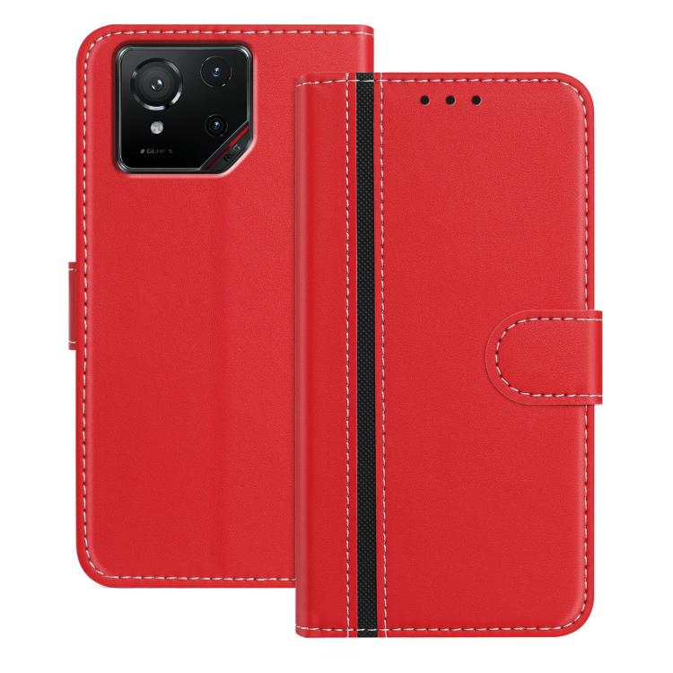 

For Asus ROG Phone 9 / 9 FE / 9 Pro Color Block Card Slots Vegan Leather Phone Case(Red)