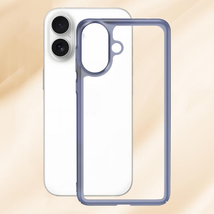 For iPhone 16 Plus Frosted Slim Heat Dissipation Frame Shockproof PC Phone Case(Blue)