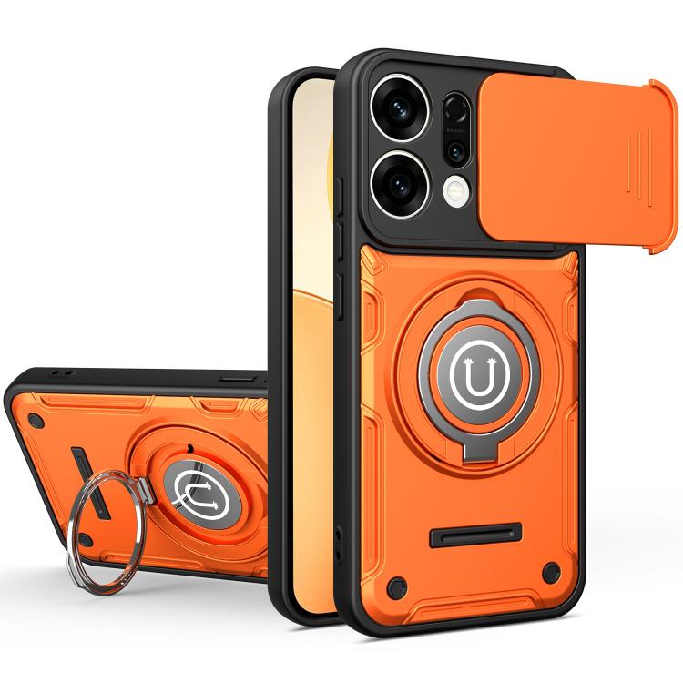 For OPPO Reno14 5G Global Sliding Camshield Holder Magnetic Phone Case(Orange)