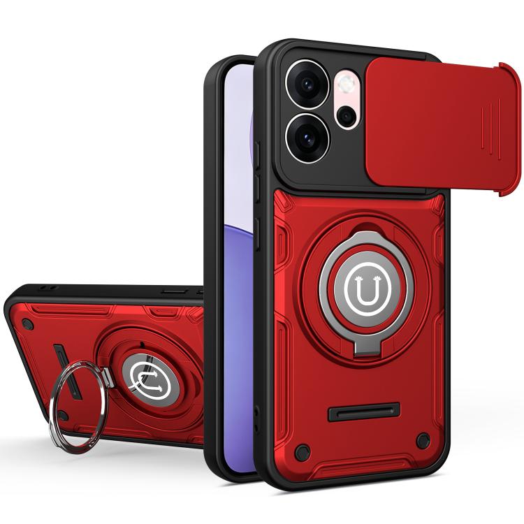 

For OPPO Reno14 F / Reno15 F 5G Sliding Camshield Holder Magnetic Phone Case(Red)