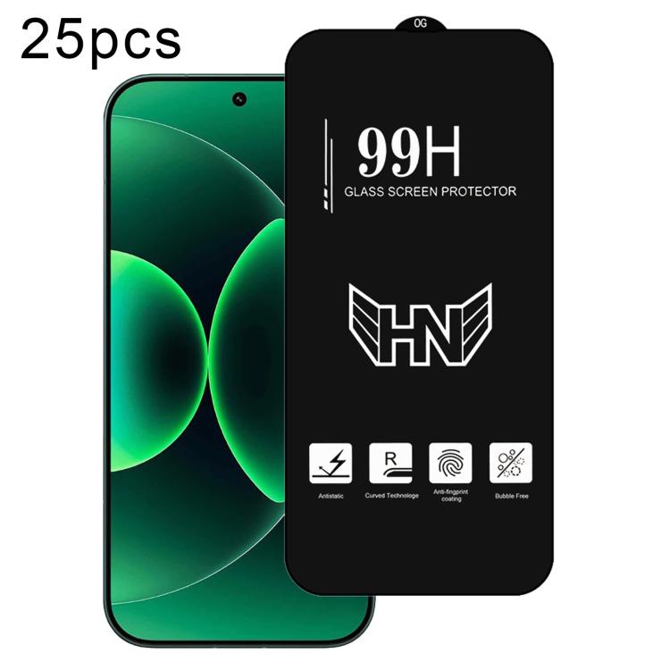 

For Xiaomi 17 Max 5G 25pcs 0.18mm High Aluminum Large Arc Full Screen Tempered Glass Film, Support Fingerprint Unlocking