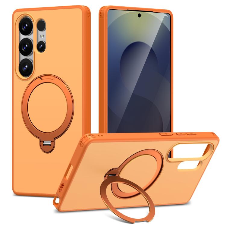 For Galaxy S22 Ultra 5G/S23 Ultra 5G Rotating Holder TPU + PC Magnetic Shockproof Phone Case(Orange) — купить у Sunsky-online WW