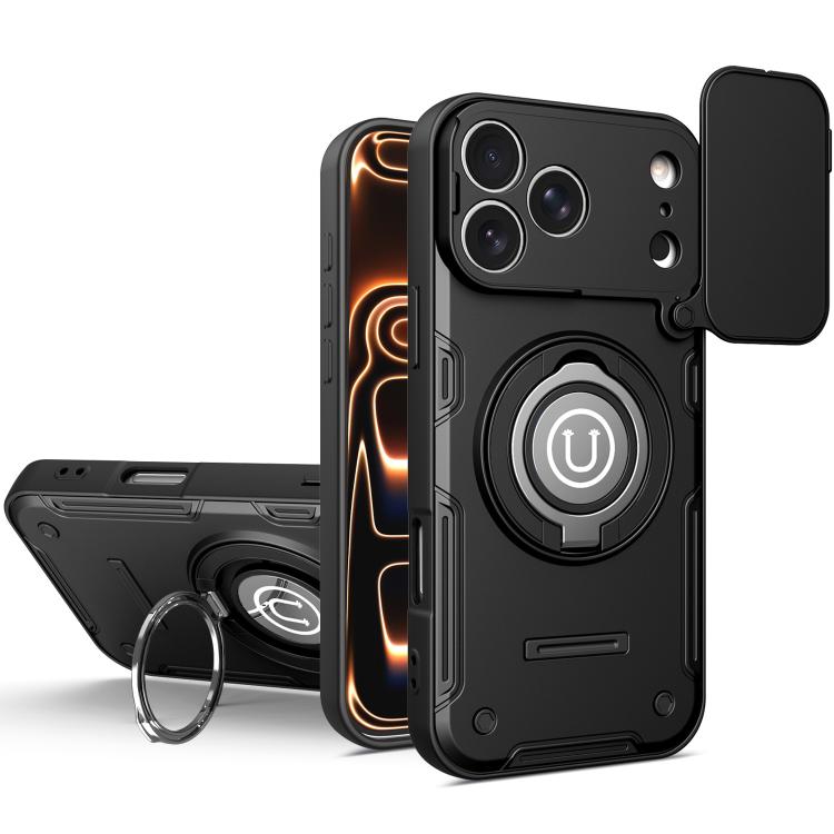 For iPhone 17 Pro Sliding Camshield Holder Magnetic Phone Case(Black)