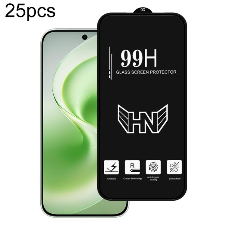 

For vivo S60 5G 25pcs 0.18mm High Aluminum Large Arc Full Screen Tempered Glass Film, Support Fingerprint Unlocking