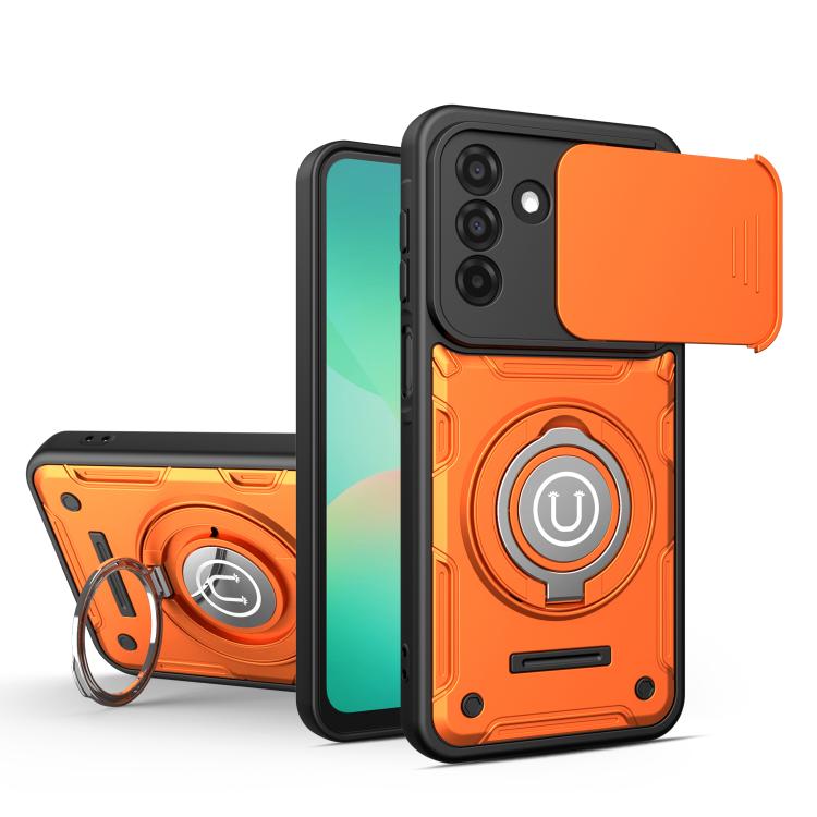 For Galaxy A27 5G Sliding Camshield Holder Magnetic Phone Case(Orange)