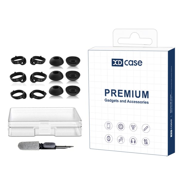 For Bose QuietComfort Earbuds II / Ultra / Sport XDcase 6 Pairs Replacement Silicone Ear Tips & Ear Hooks Kit, S/M/L Size, Cleaning Brush Color Random(Black)