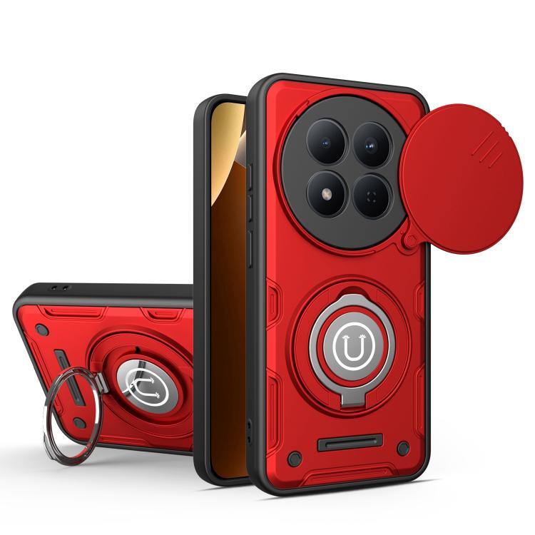 For Redmi Note 14 Pro 4G / 5G Global Sliding Camshield Holder Magnetic Phone Case(Red)