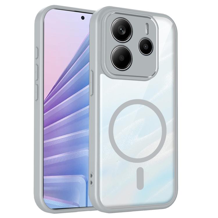 For Redmi Note 14 5G Matte PC Skin-feel Magnetic Shockproof Phone Case(Grey)