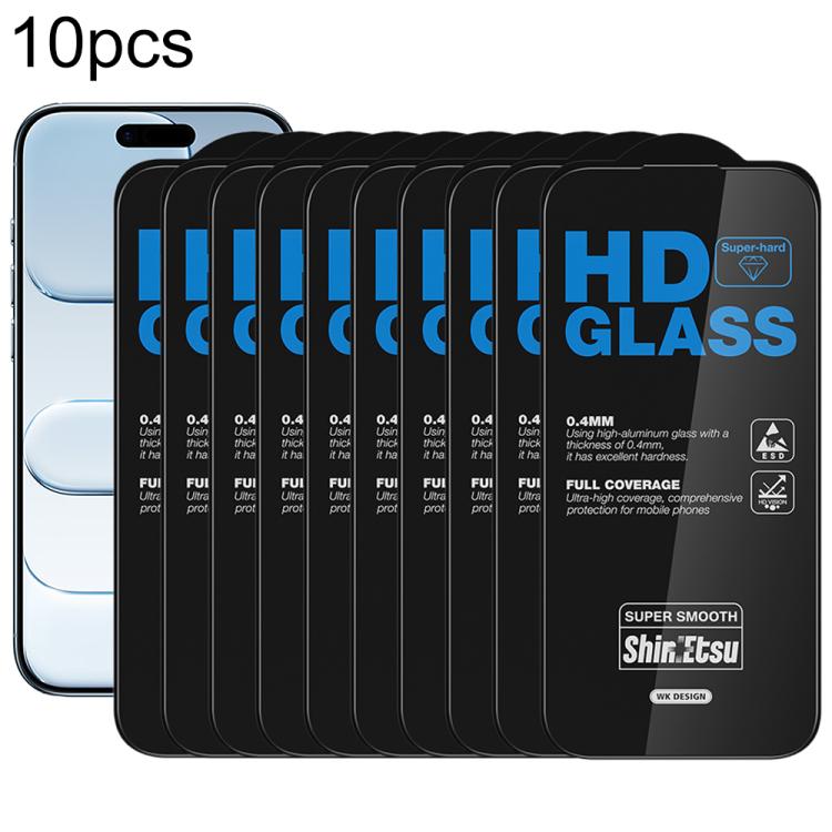 For iPhone Air WK WTP-137 10pcs 6D Curved Dustproof HD Tempered Glass Film(Black)