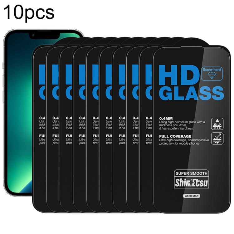 For iPhone 14 Plus / 13 Pro Max WK WTP-137 10pcs 6D Curved Dustproof HD Tempered Glass Film(Black)