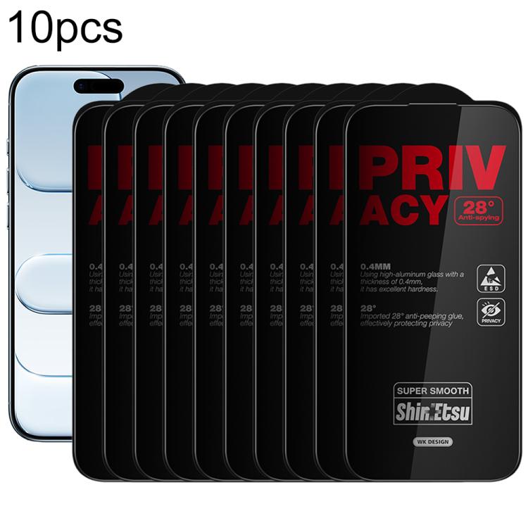 For iPhone Air WK WTP-138 10pcs 6D Curved Dustproof Privacy Tempered Glass Film(Black)