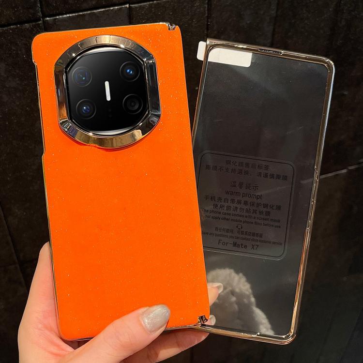 

For Huawei Mate X7 Integrated Starry Sparkle Orange Shockproof Phone Case