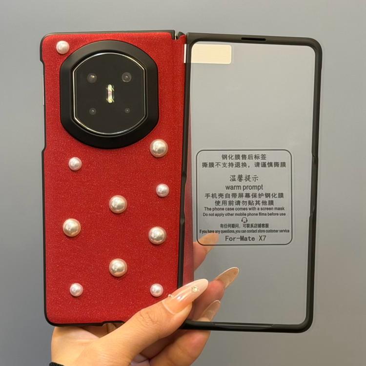 

For Huawei Mate X7 Integrated Star Sparkle 3D Pearl Shockproof Phone Case(Burgundy)