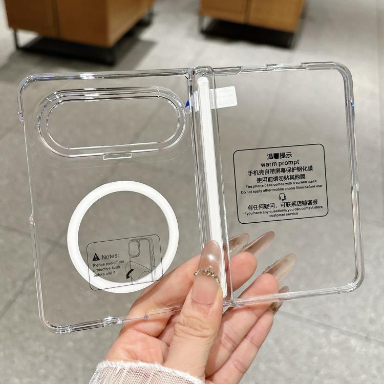 

For Huawei Pura X Max Clear PC Magnetic Ring Hinge Phone Case with Front Frame & Film(Transparent)