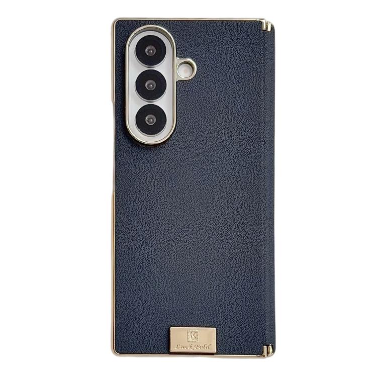 

For Galaxy Z Fold7 Electroplate Dual Axis Supercar Design PU Phone Case(Blue)