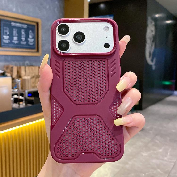 For iPhone 17 Pro X Armor Heat Dissipation TPU Phone Case(Wine Red) — купить у Sunsky-online WW