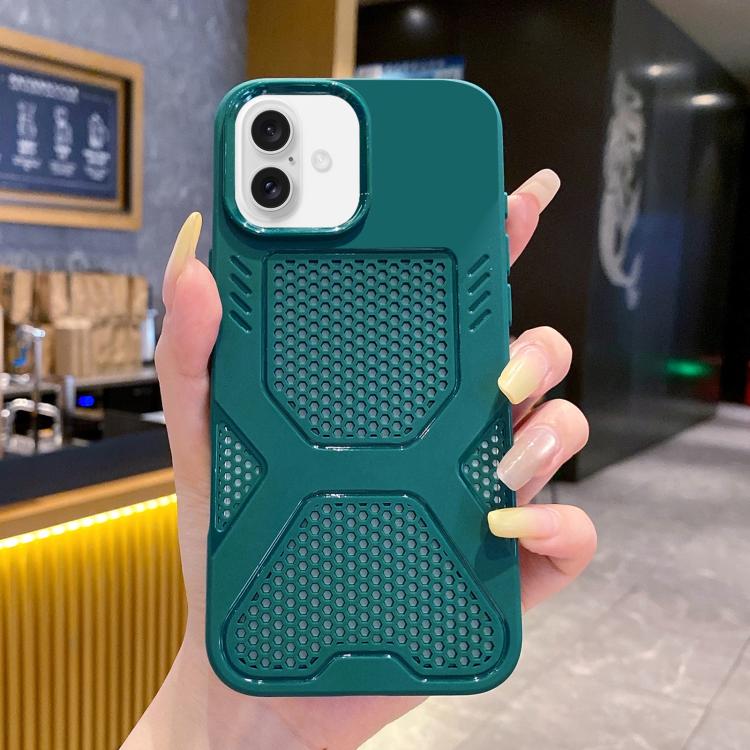 For iPhone 16 X Armor Heat Dissipation TPU Phone Case(Dark Green) — купить у Sunsky-online WW