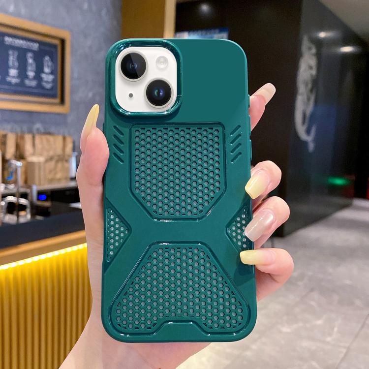 For iPhone 15 X Armor Heat Dissipation TPU Phone Case(Dark Green) — купить у Sunsky-online WW