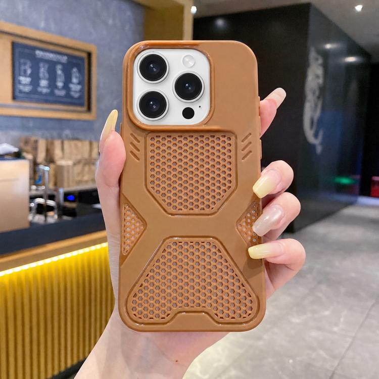 For iPhone 12 Pro X Armor Heat Dissipation TPU Phone Case(Coffee)