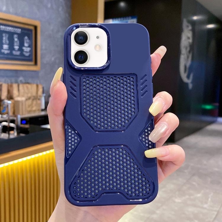 For iPhone 11 X Armor Heat Dissipation TPU Phone Case(Dark Blue)