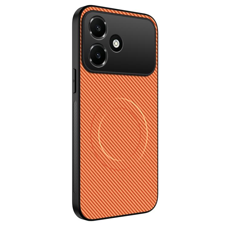 For OPPO A6c 4G    WANLONFENG TQ Series Magnetic Carbon Fiber Texture PC Hybrid TPU Phone Case(Orange)