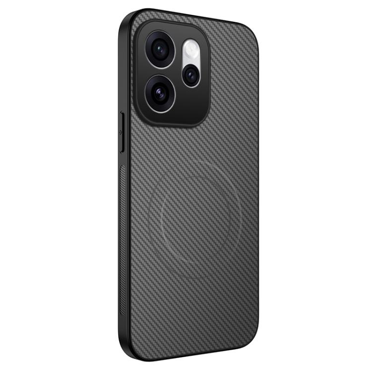 For OPPO Reno16 5G Global WANLONFENG TQ Series Magnetic Carbon Fiber Texture PC Hybrid TPU Phone Case(Grey)