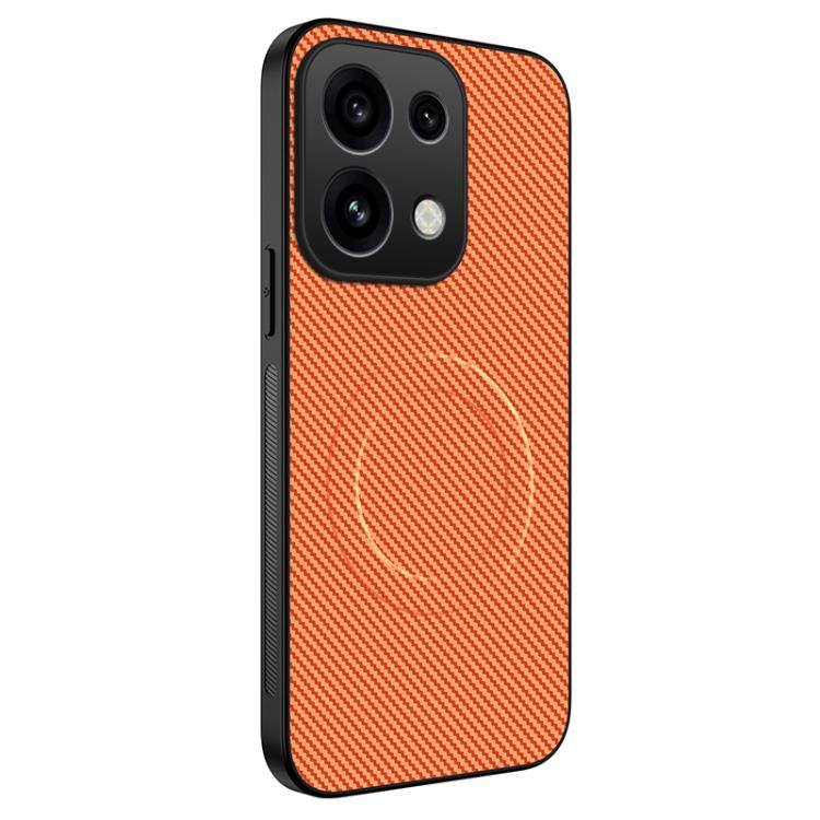 For OPPO Reno16 Pro 5G Global WANLONFENG TQ Series Magnetic Carbon Fiber Texture PC Hybrid TPU Phone Case(Orange)