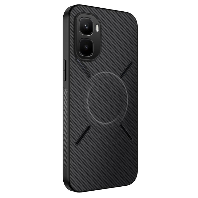 

For Infinix GT 50 Pro WANLONFENG TQ Series Magnetic Carbon Fiber Texture PC Hybrid TPU Phone Case(Black)