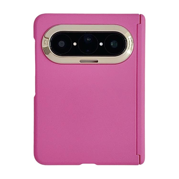 

For Huawei Pura X Max Lens-Frame Shield Skin Feel Dual-Hinge Magnetic Phone Case(Rose Red)