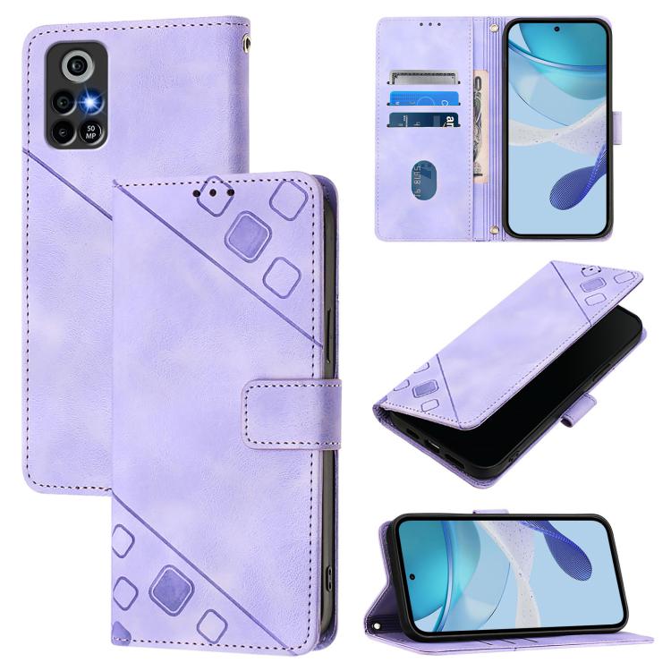 

For Orbic Trophy 5G Skin-feel Embossed Leather Phone Case(Light Purple)