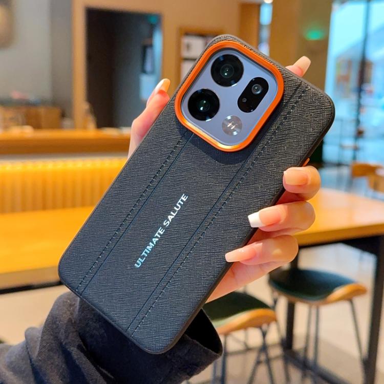 For OPPO Find X9 Metal Camera Lens Frame Buttons Vegan Leather Phone Case(Black)