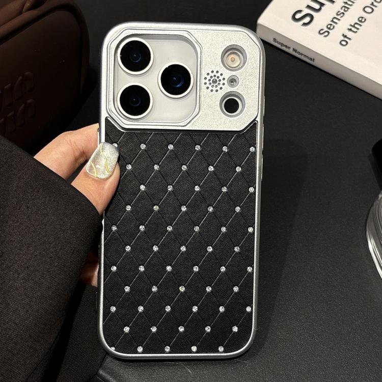 

For iPhone 17 Pro Max CS Electroplating PC Grid Texture Vegan Leather Phone Case(Black)