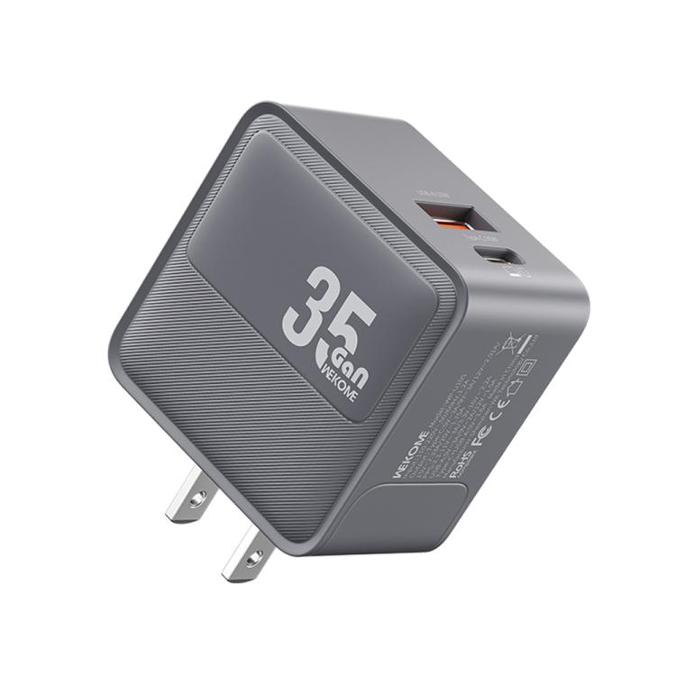 WK WP-U105 Swift 35W USB-C / Type-C, USB-A Charger, Plug:US Plug(Grey)