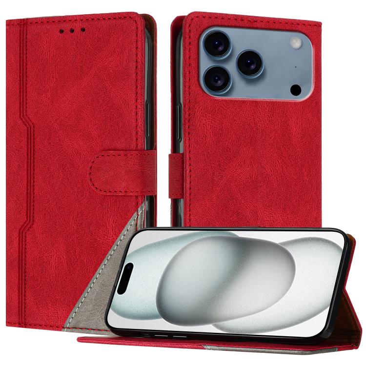 

For iPhone 17 Pro Max Color Matching Buckle Clasp Vegan Leather Phone Case(Red)