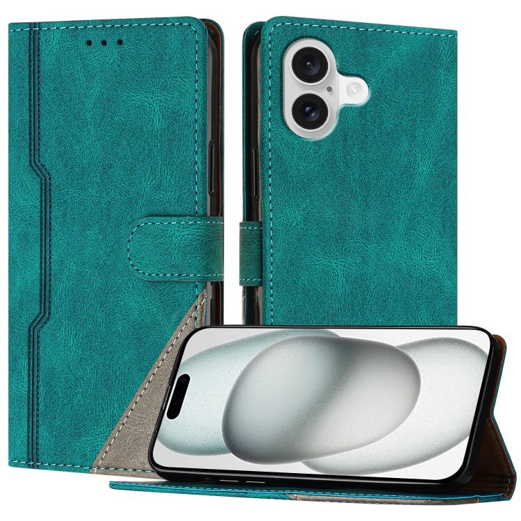 

For iPhone 17 Color Matching Buckle Clasp Vegan Leather Phone Case(Green)