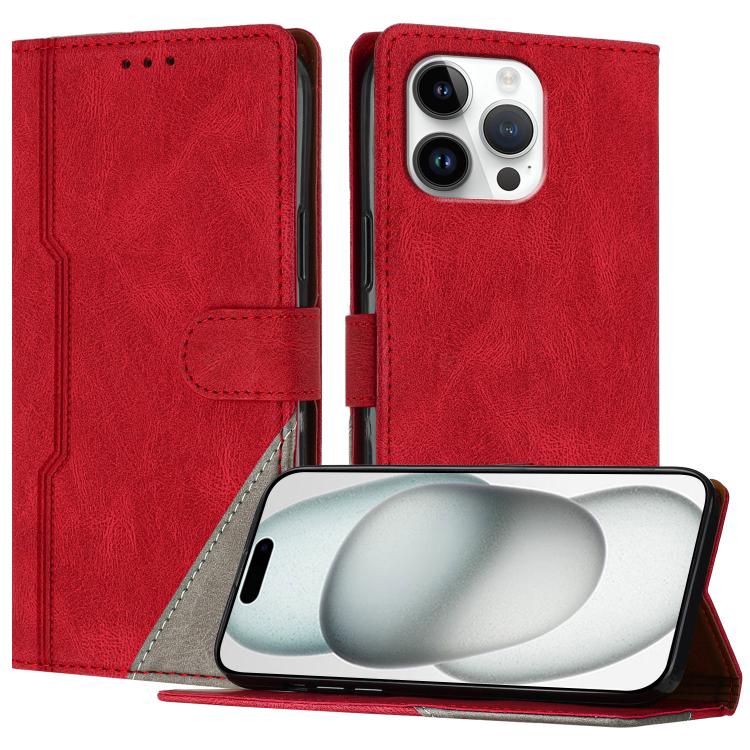 

For iPhone 16 Pro Max Color Matching Buckle Clasp Vegan Leather Phone Case(Red)
