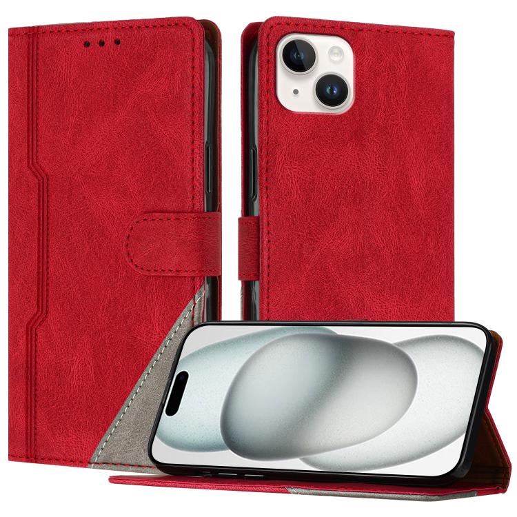 

For iPhone 14 / 13 Color Matching Buckle Clasp Vegan Leather Phone Case(Red)